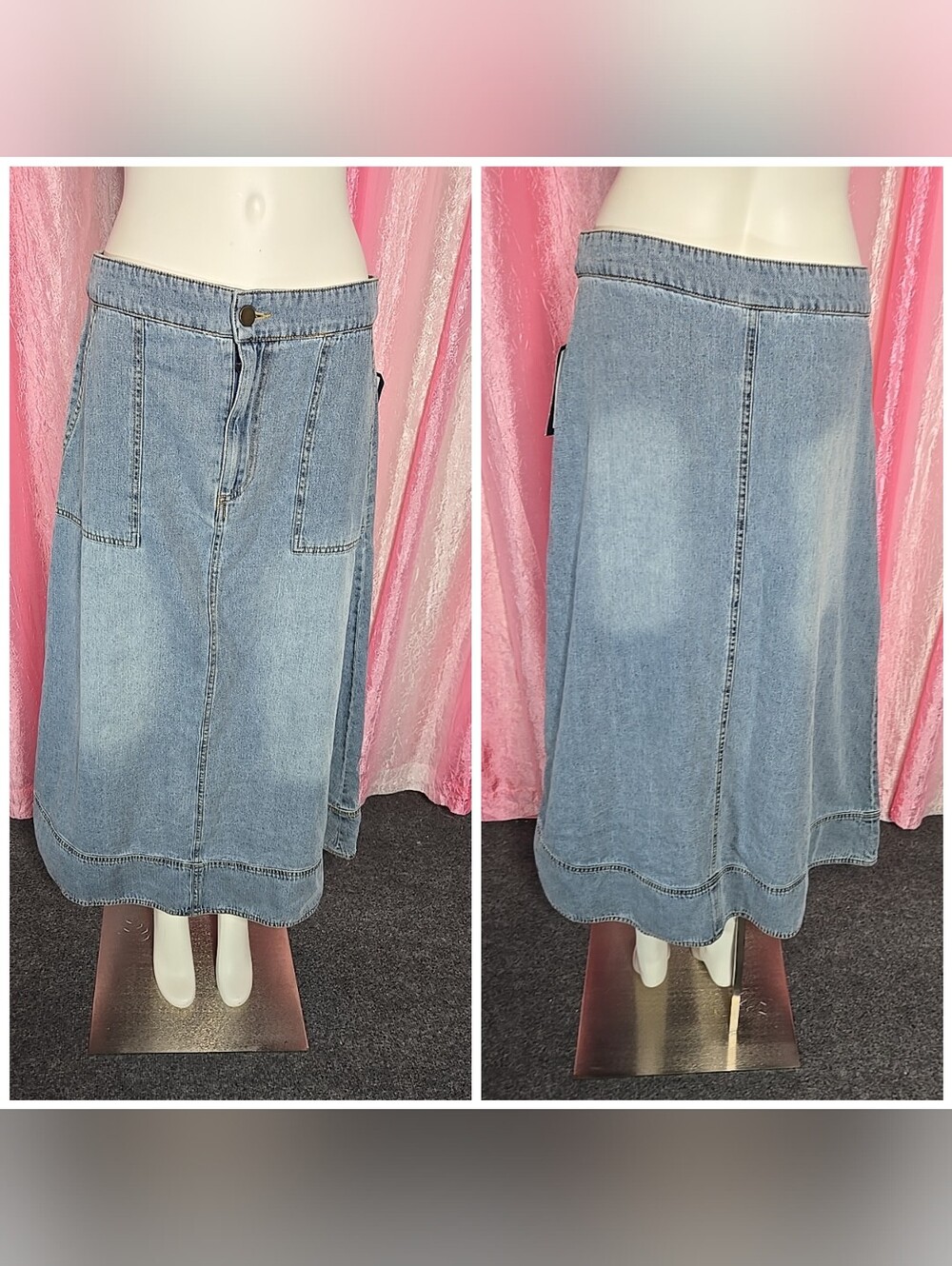 Nordstrom Melrose And Market Boho Hippie A-line Cotton Maxi Jean Skirt Size 28